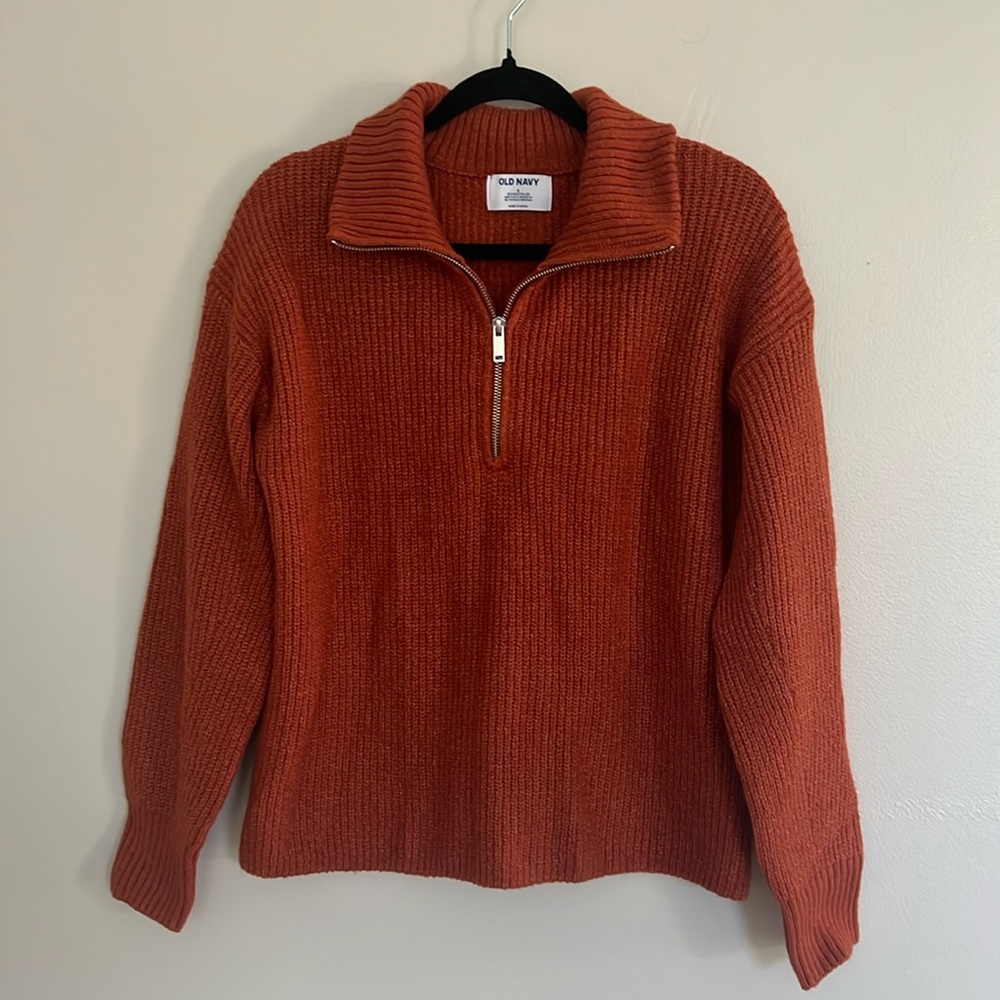 Terracotta Knit 3/4 Zip Sweater
